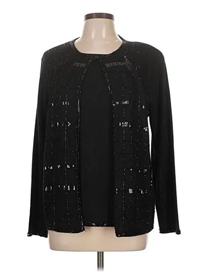 Pre-owned Alfred Dunner Cardigan Sweater In Black