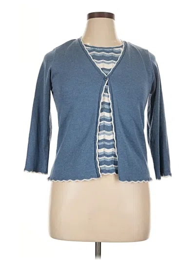 Pre-owned Alfred Dunner Cardigan Sweater In Blue