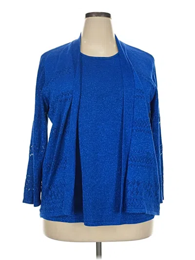 Pre-owned Alfred Dunner Cardigan Sweater In Blue
