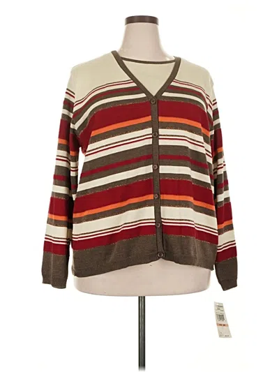 Pre-owned Alfred Dunner Cardigan Sweater In Brown