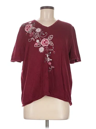 Pre-owned Alfred Dunner Cardigan Sweater In Burgundy