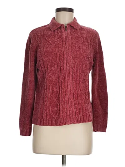 Pre-owned Alfred Dunner Cardigan Sweater In Burgundy