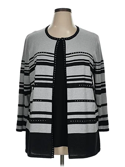 Pre-owned Alfred Dunner Cardigan Sweater In Gray