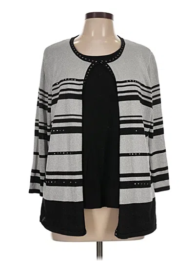 Pre-owned Alfred Dunner Cardigan Sweater In Gray