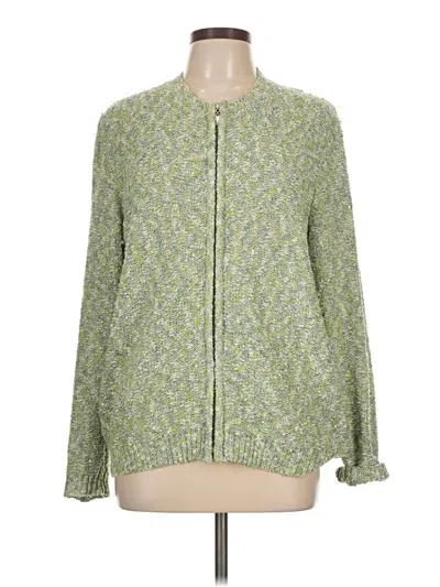 Pre-owned Alfred Dunner Cardigan Sweater In Green