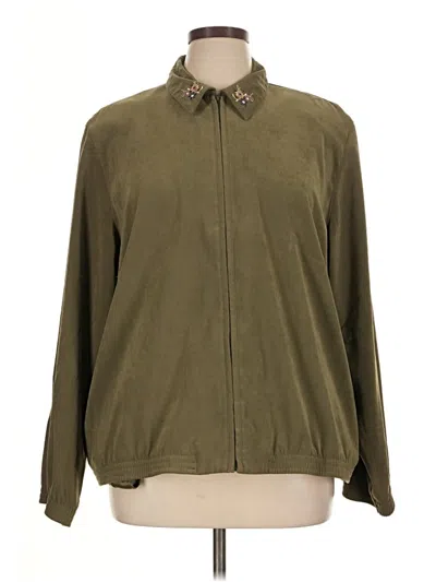 Pre-owned Alfred Dunner Cardigan Sweater In Green