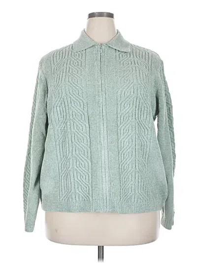 Pre-owned Alfred Dunner Cardigan Sweater In Green