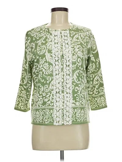 Pre-owned Alfred Dunner Cardigan Sweater In Green