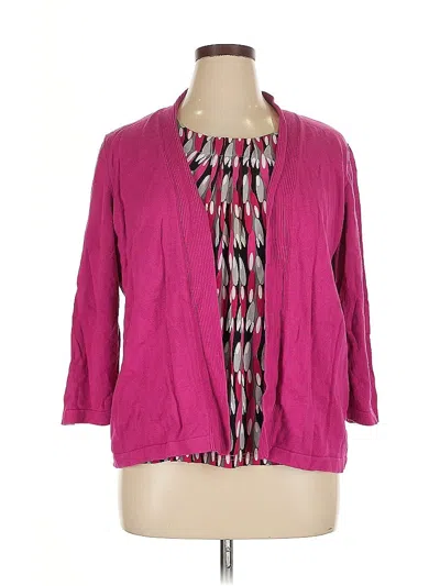 Pre-owned Alfred Dunner Cardigan Sweater In Pink