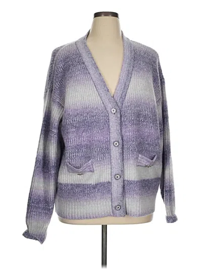 Pre-owned Alfred Dunner Cardigan Sweater In Purple