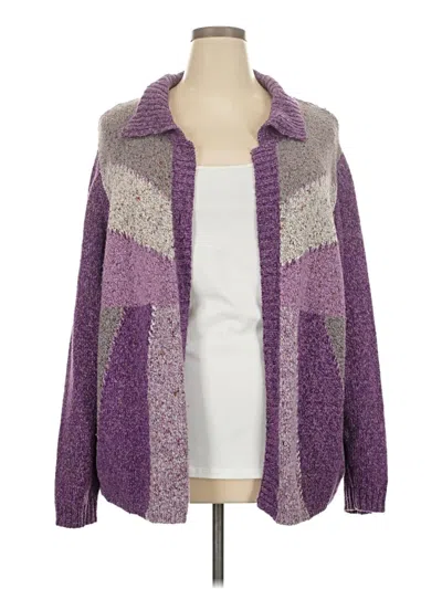 Pre-owned Alfred Dunner Cardigan Sweater In Purple
