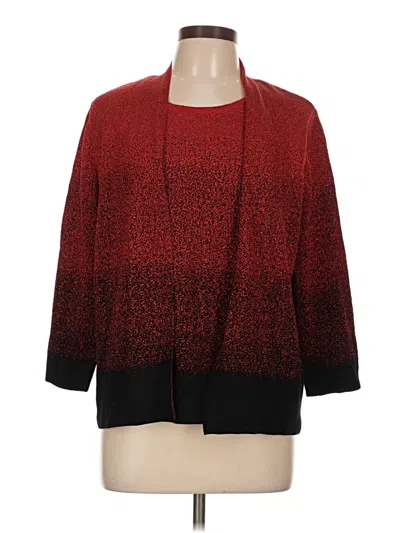 Pre-owned Alfred Dunner Cardigan Sweater In Red