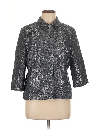 Pre-owned Alfred Dunner Cardigan Sweater In Silver