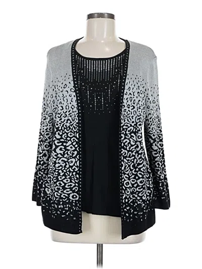 Pre-owned Alfred Dunner Cardigan Sweater In Silver