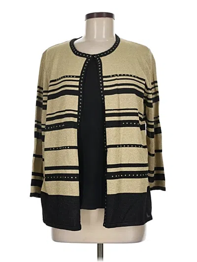 Pre-owned Alfred Dunner Cardigan Sweater In Tan