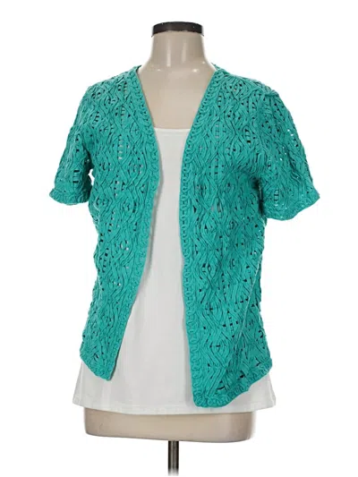 Pre-owned Alfred Dunner Cardigan Sweater In Teal