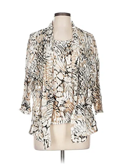 Pre-owned Alfred Dunner Cardigan Sweater In White