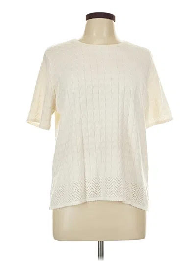 Pre-owned Alfred Dunner Cardigan Sweater In White