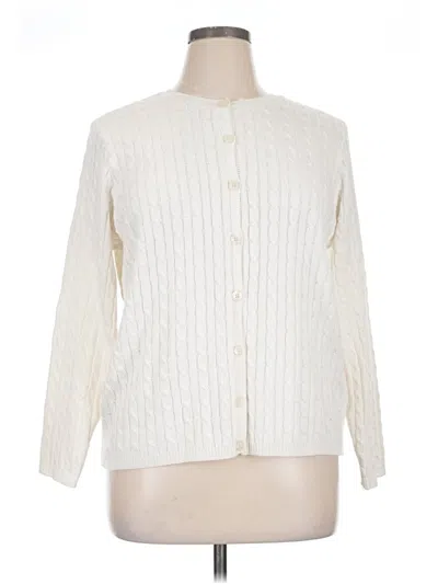 Pre-owned Alfred Dunner Cardigan Sweater In White
