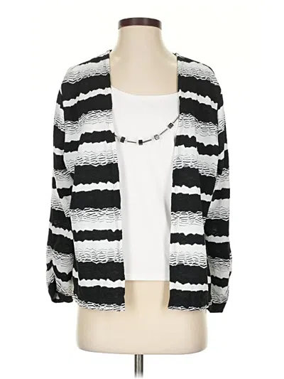 Pre-owned Alfred Dunner Cardigan Sweater In White