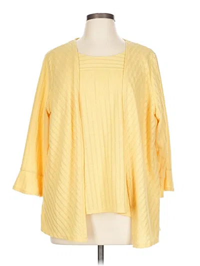 Pre-owned Alfred Dunner Cardigan Sweater In Yellow