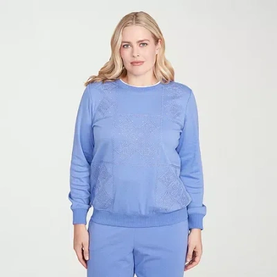 Alfred Dunner Casual Vibe Womens Crew Neck Long Sleeve Sweatshirt In Purple
