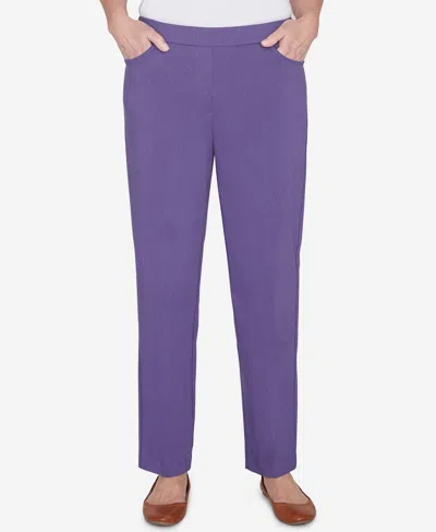 Alfred Dunner Petite Charm School Pull On Classic Charmed Pant, Petite & Petite Short In Iris