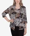 Alfred Dunner Classic Animal Melange Two In One Top In Neutral