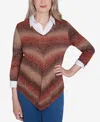 Alfred Dunner Classic Chevron Ombre Woven Sweater In Neutral