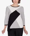 Alfred Dunner Classic Color Block Beaded Top In Grey