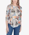 Alfred Dunner Classic Stained-glass Sharkbite Top In Multi