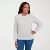 Alfred Dunner Classics Womens Crew Neck Long Sleeve Sweatshirt In Gray