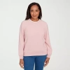 Alfred Dunner Classics Womens Crew Neck Long Sleeve Sweatshirt In Pink
