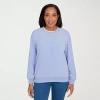 Alfred Dunner Classics Womens Crew Neck Long Sleeve Sweatshirt In Blue