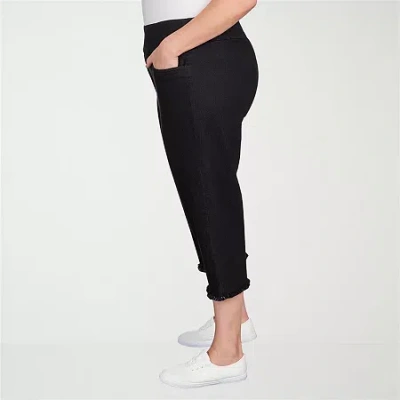 Alfred Dunner Classics Womens Plus Mid Rise Stretch Fabric Capri Jean In Black
