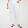 Alfred Dunner Classics Womens Slim Mid Rise Pull-on Pant In White