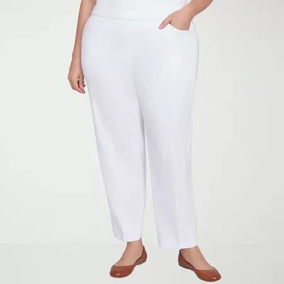 Alfred Dunner Classics Womens Slim Mid Rise Pull-on Pant In White