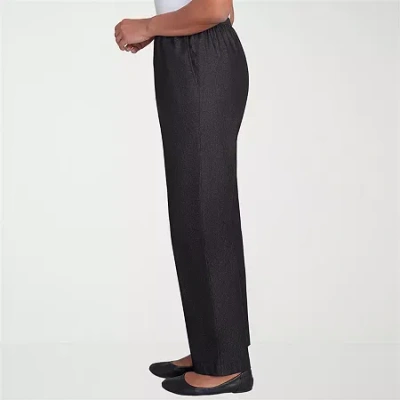 Alfred Dunner Classics Womens Straight Mid Rise Pull-on Pant In Black