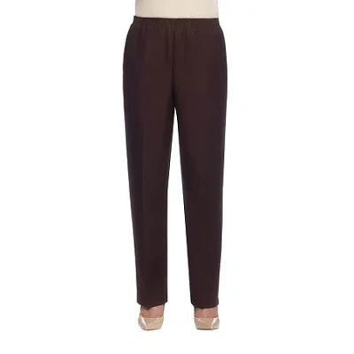 Alfred Dunner Classics Womens Straight Mid Rise Pull-on Pant In Brown