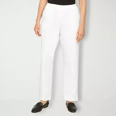 Alfred Dunner Classics Womens Straight Mid Rise Pull-on Pant In White