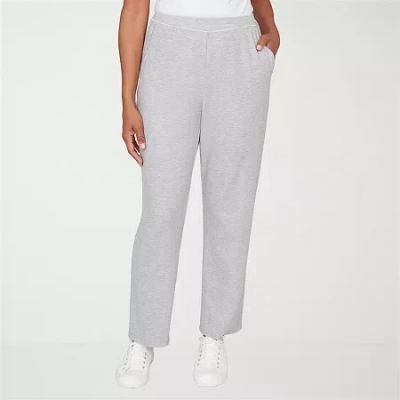Alfred Dunner Comfort And Joy Womens Straight Mid Rise Pull-on Pant In Gray