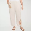 Alfred Dunner Copper Canyon Womens Plus Straight Ankle Pant In Sand