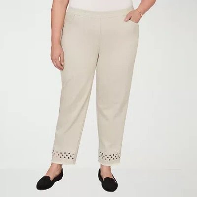 Alfred Dunner Detail Driven Womens Plus Straight Ankle Pant In Neutral