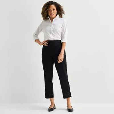 Alfred Dunner Detail Driven Womens Straight Ankle Pant In Black