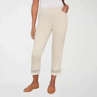 Alfred Dunner Detail Driven Womens Straight Ankle Pant In White