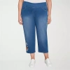 Alfred Dunner El Paso Womens Plus Straight Ankle Pant In Blue