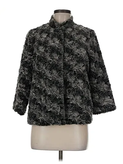 Pre-owned Alfred Dunner Faux Fur Jacket In Black