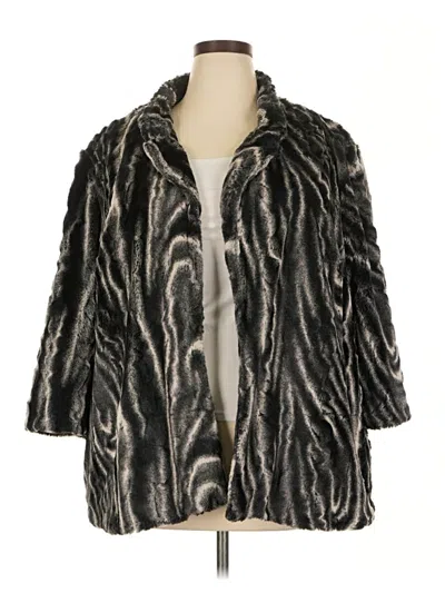 Pre-owned Alfred Dunner Faux Fur Jacket In Silver