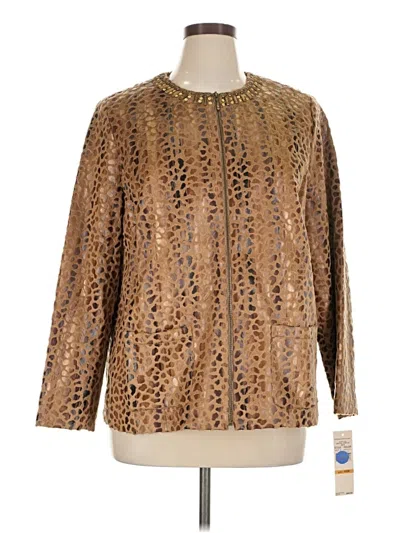 Pre-owned Alfred Dunner Fleece Jacket In Gold