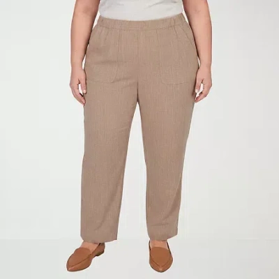 Alfred Dunner Grand Bazaar Womens Straight Mid Rise Pull-on Pant In Brown
